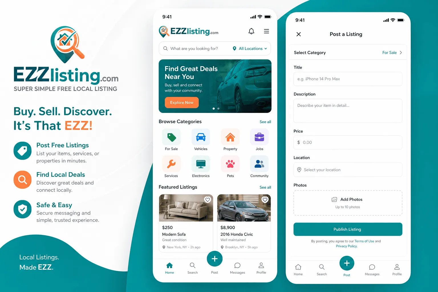 Screenshot of the EZZlisting.com website