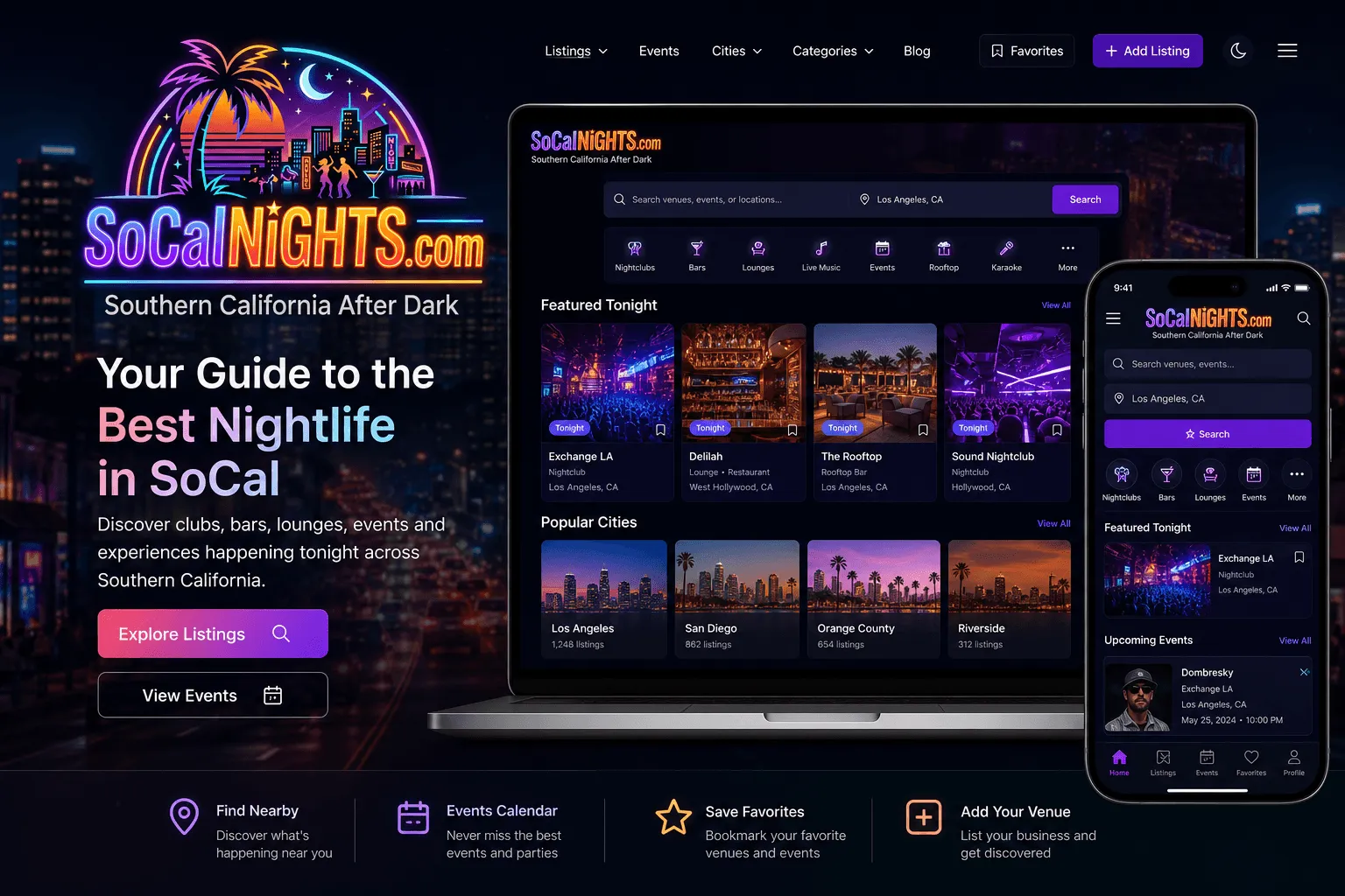 Example dynamic web app: SoCalNights.com, a nightlife discovery and events directory