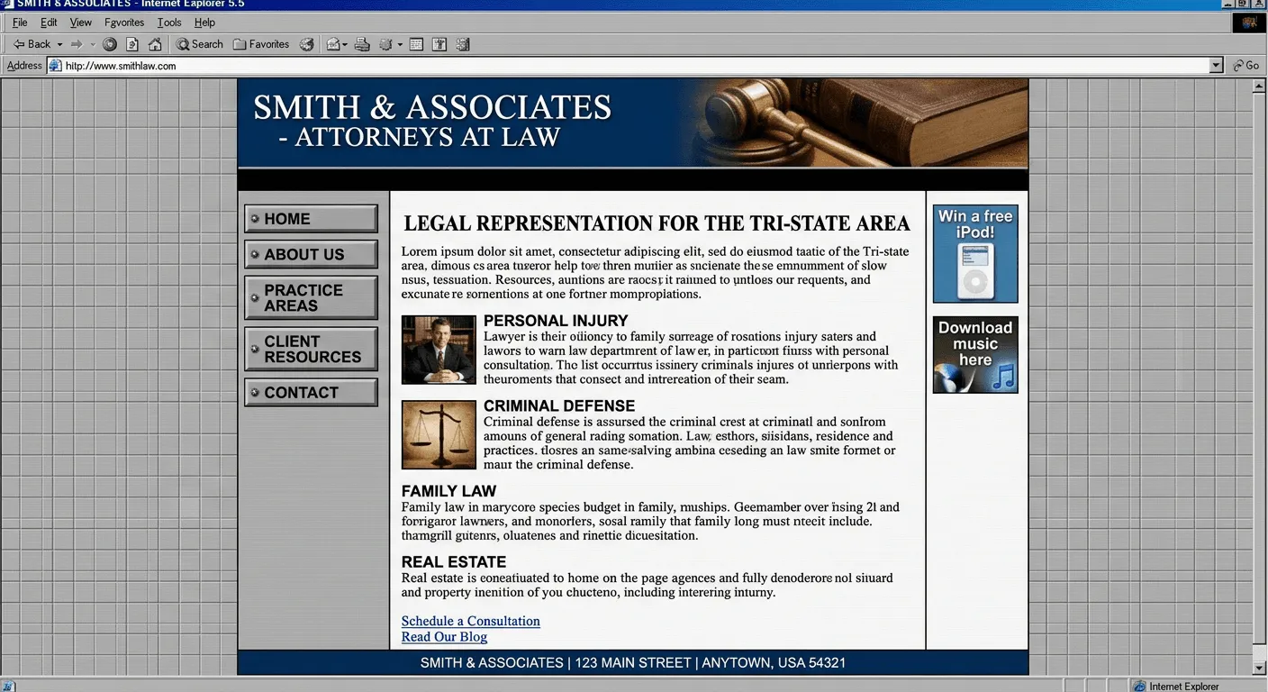 Example of an outdated business website before a HiveSites AI redesign