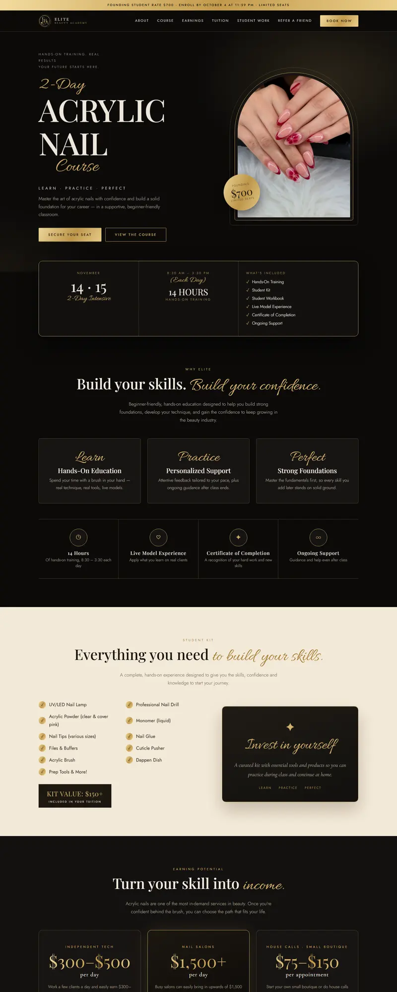 Home page of Elite Beauty Academy