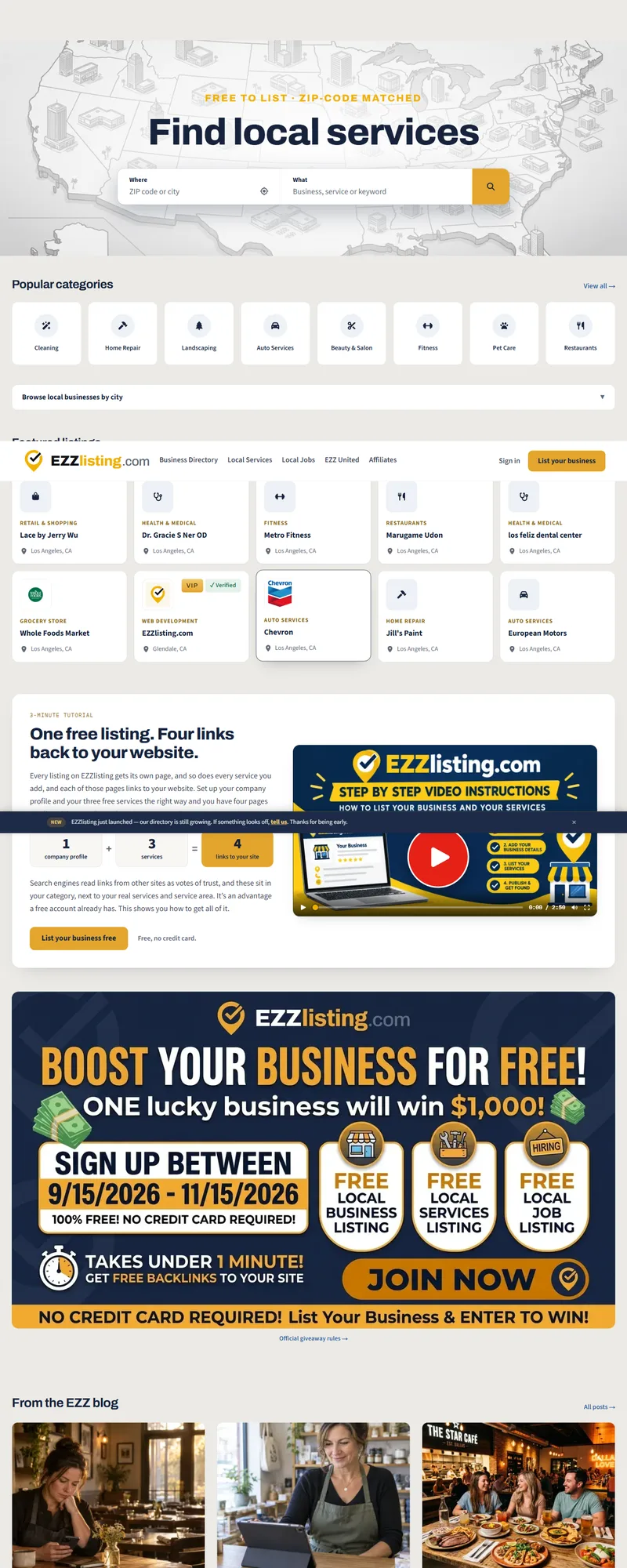 Home page of EZZlisting.com