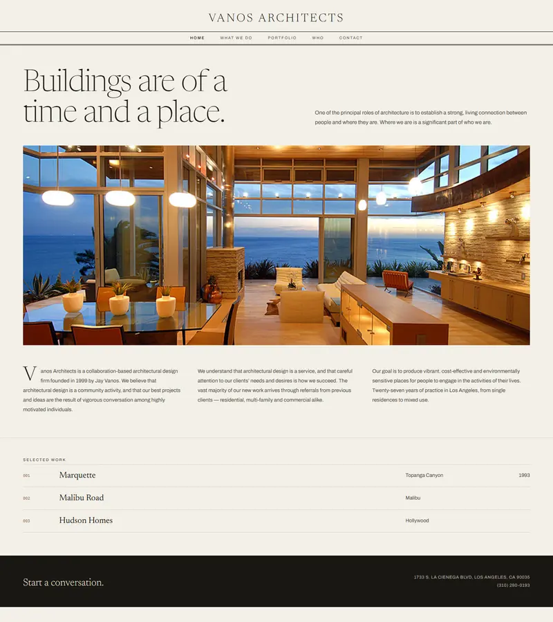Home page of Vanos Architects